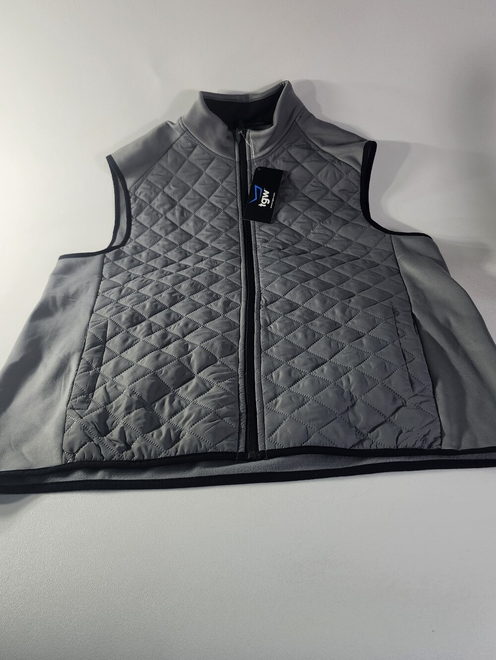 Men's Quilted Grey Full-Zip Vest by Unknown Brand